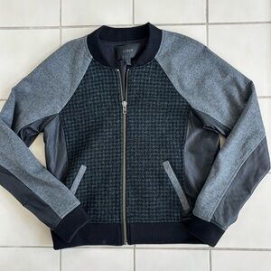 J. Crew Women’s Gray, Navy, and Black, Wool & Leather Jacket